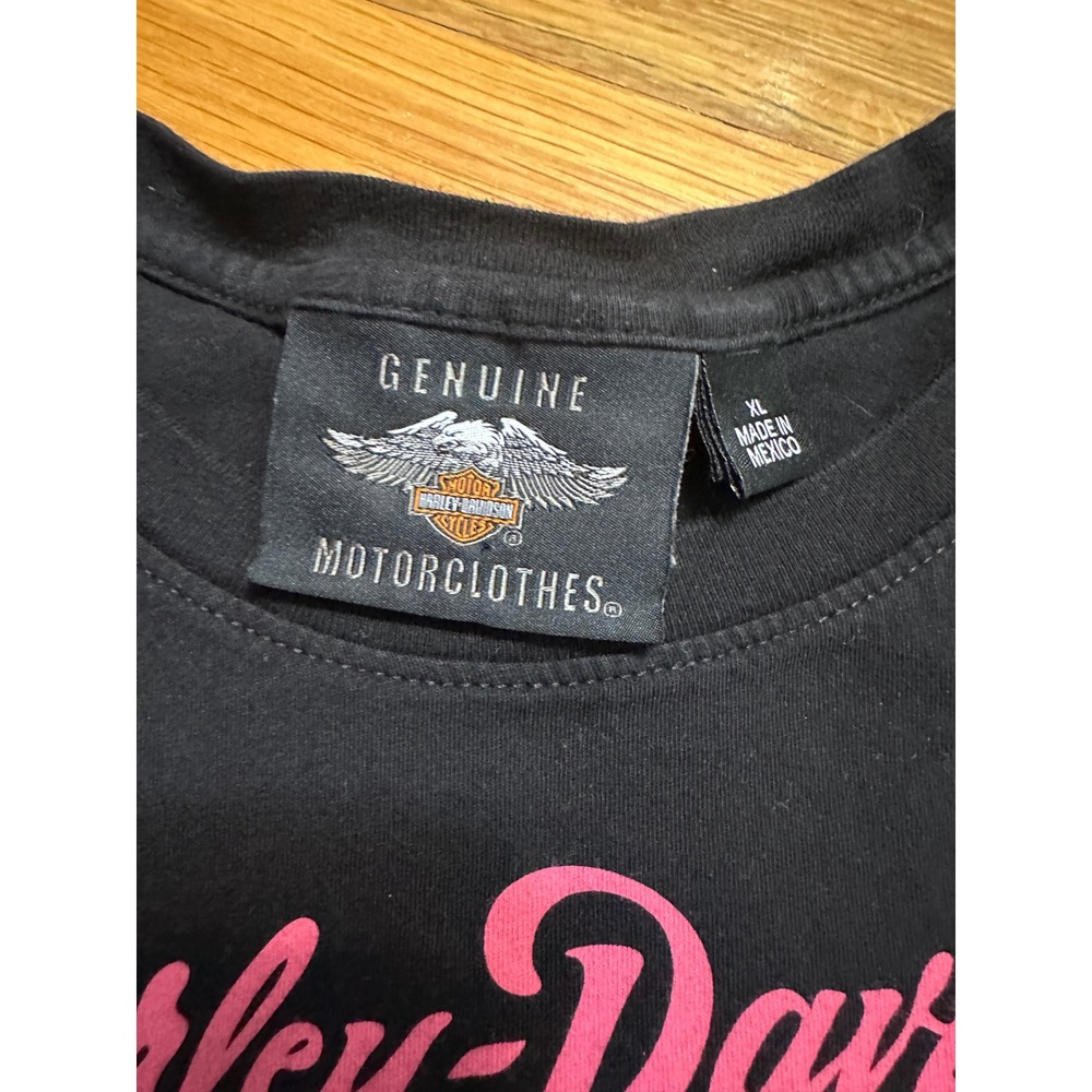 Harley-Davidson Womens Pink Ribbon Breast Cancer Awareness Winged Graphic Tee XL - Picture 2 of 7